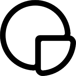 gráfico circular de pastel con un cuarto cortado icono