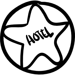 stella disegnata a mano delineata a cinque punte dell'hotel in un cerchio icona