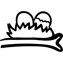 Eggs in a nest on a branch hand drawn outline icon