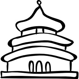 edificio de contorno dibujado a mano de estilo de arquitectura oriental icono