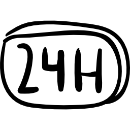 24 hours hand drawn commercial signal icon