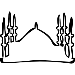 mosquée religieux oriental dessiné à la main bâtiment décrit Icône