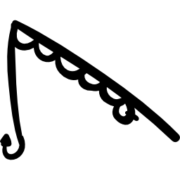 Fishing rod with hanging hook icon