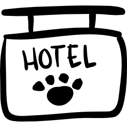 segnale dell'hotel per animali domestici con una zampa icona