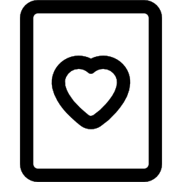 Heart on playing card outline icon