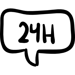 24 hours in speech bubble hand drawn commercial signal icon