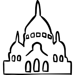 edificio monumental contorno dibujado a mano icono