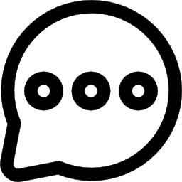 Circular speech bubble outline with three dots inside icon
