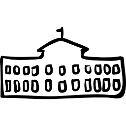 University outlined hand drawn building icon