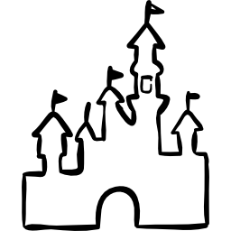 profilo disegnato a mano del castello di fantasia icona
