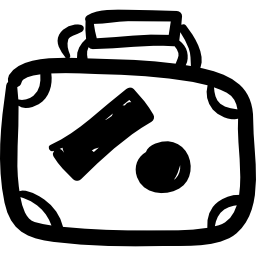 contorno desenhado à mão de bagagem com etiquetas Ícone