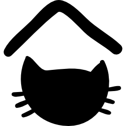 Pet hotel sign with cat head silhouette icon