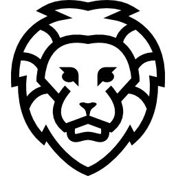 rosto de leão delineado na frente Ícone