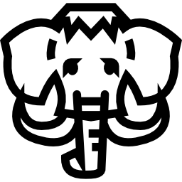 profilo frontale della testa di elefante con grandi corna icona