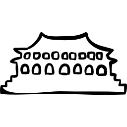 Building of oriental architecture hand drawn outline icon