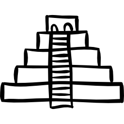 handgezeichnete kontur der treppenpyramide icon