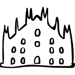 edificio contorno dibujado a mano icono
