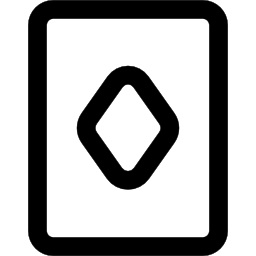 Playing card outline with diamond rhomb icon