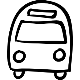 contour de bus frontal dessiné à la main Icône