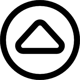 Up triangular arrow outline in a circle icon