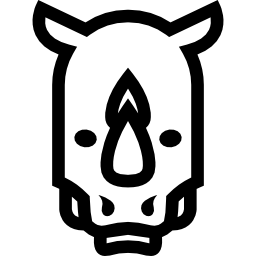 contorno frontal de cabeza de rinoceronte icono