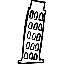 hand gezeichnete kontur des pisa-turmgebäudes icon