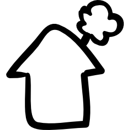 House with smoking chimney hand drawn rural mountain building icon