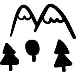 Country mountains and trees view icon