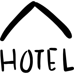 segnale commerciale disegnato a mano dell'hotel icona