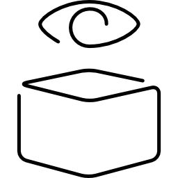 caja paquete logístico contorno ultradelgado con un ojo icono
