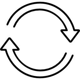 dos flechas círculo giratorio en el sentido de las agujas del reloj contorno ultrafino icono