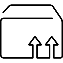 esquema de caja de paquete con flechas hacia arriba icono