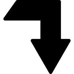 flecha hacia abajo ángulo relleno roto icono