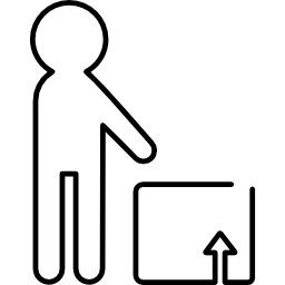 pudełko logistyczne i kontury osoby ikona