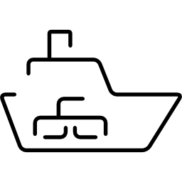Boat logistics transport with boxes inside icon