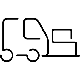 profilo ultrasottile del camion di logistica che trasporta una scatola icona