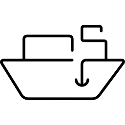 Logistics boat transport ultrathin vehicle with boxes icon