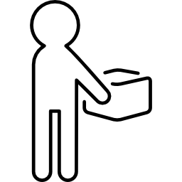 man met een doos ultradunne omtrek icoon