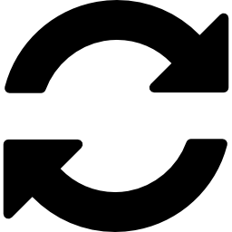 círculo de rotación de dos flechas en sentido horario icono