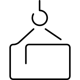 caja ultradelgada de logística en una grúa icono