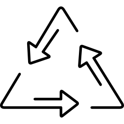 reciclar triángulo de contornos de tres flechas icono
