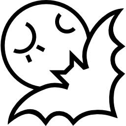 halloweenowa noc pełni księżyca i zarys nietoperza ikona