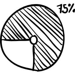 Loader loading circular sketch with 75 percent completed icon