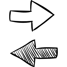 zwei entgegengesetzte pfeile skizzieren icon