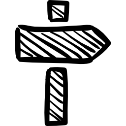 freccia destra su uno schizzo del palo icona