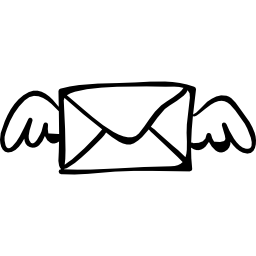 e-mail skrzydlaty szkic nakreślony w kopercie ikona