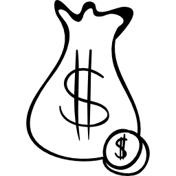 Dollars coins bag outline icon