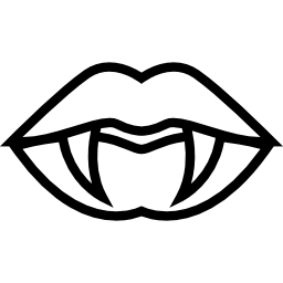 labios de boca con contorno de colmillos icono