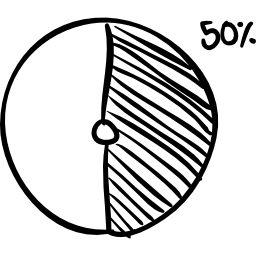 grafische cirkel met 50 procent volledige schets icoon