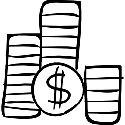 schizzo di pile di monete di dollari icona